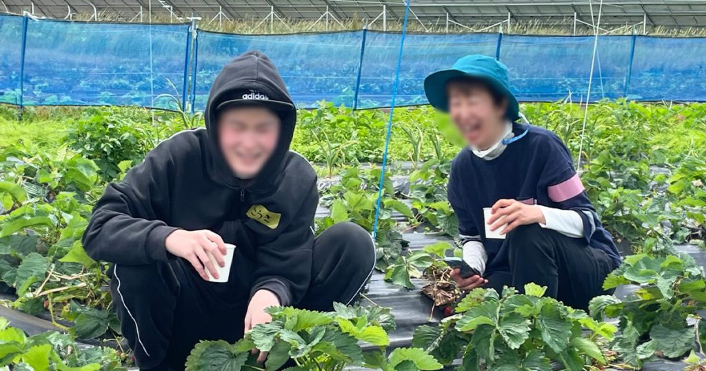 小川農場いちご狩りイベント2024　男女のツーショット