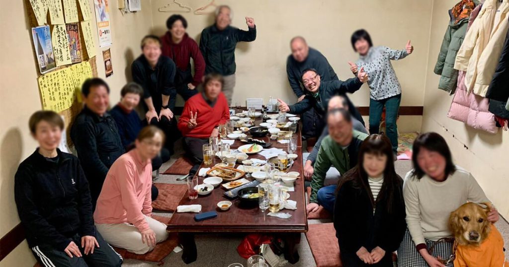 カムイスキー場での打上げの記念撮影