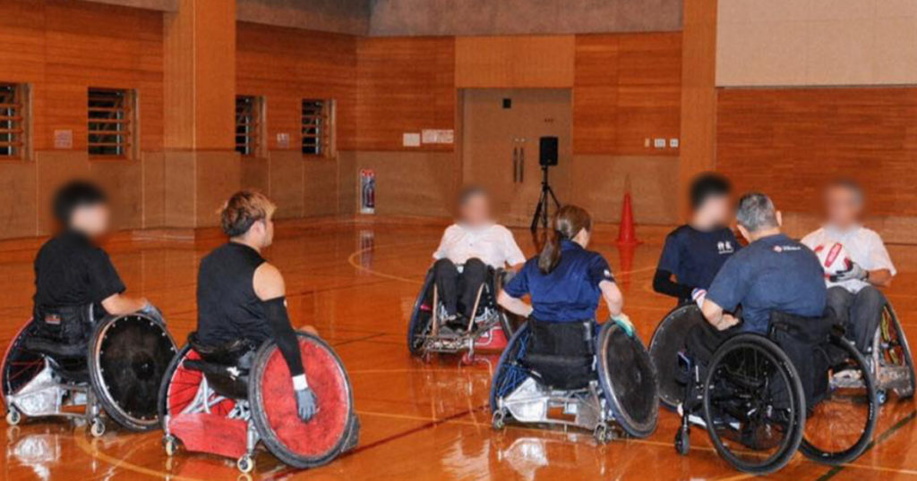 車いすラグビー体験の様子